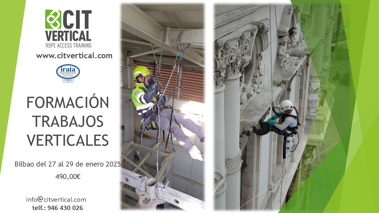Curso Trabajos Verticales segun RD 2177/2004 de 3 dias de duración